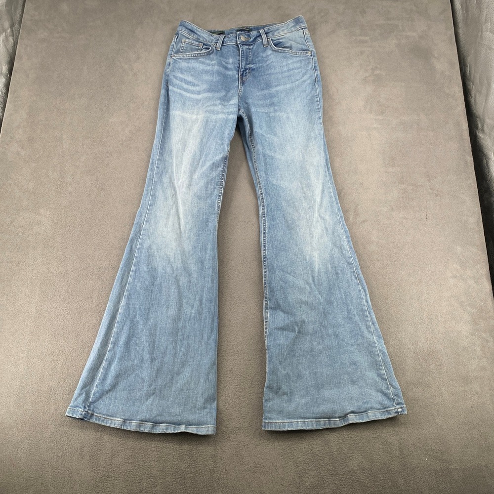 Wild Fable Womens Mid-Rise Flare Jeans Light Wash Blue Denim Bell Bottoms 7616